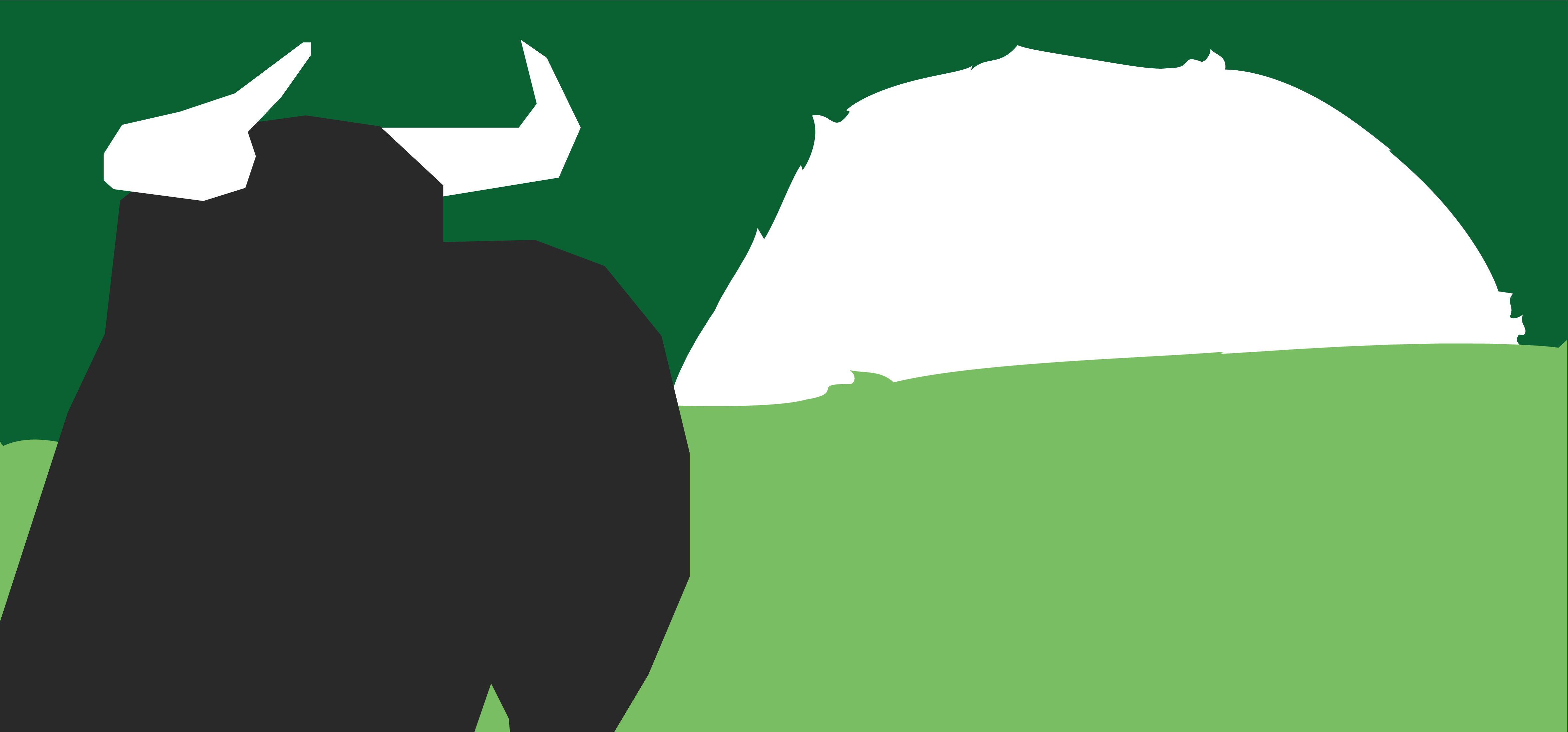 Stylised representation of a black bull with horns, against a green and white background, reminiscent of the cover of Ernest Hemingway’s novel, The Sun Also Rises